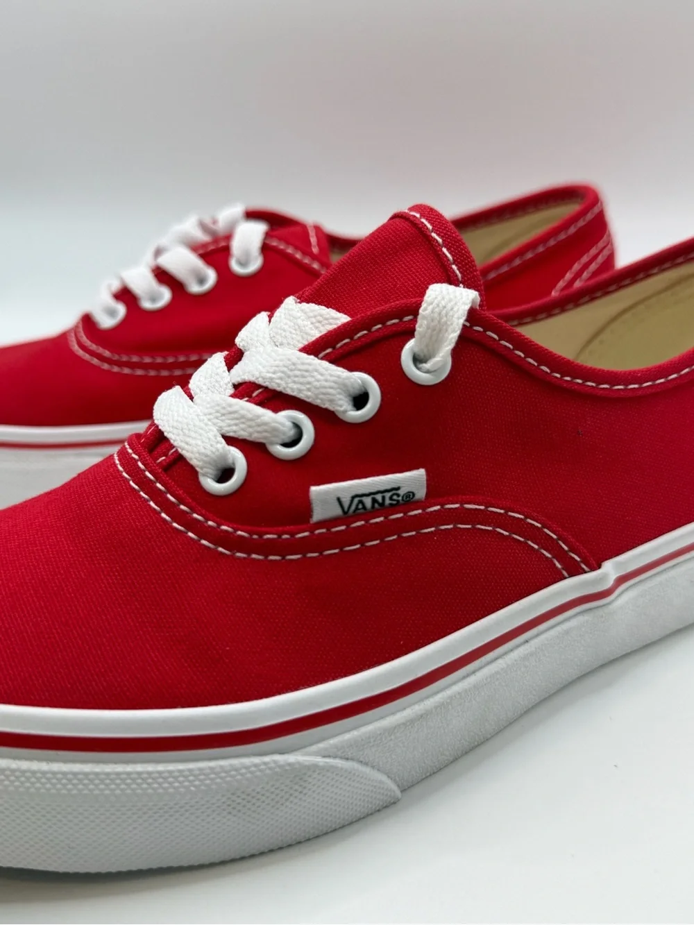 Vans Classic Red Canvas Sneakers with White Laces